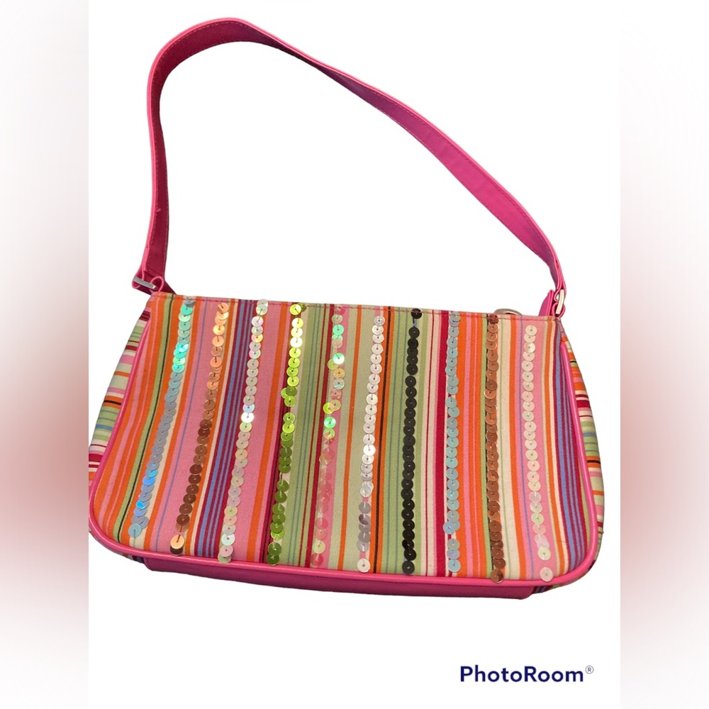 Far Nine underarm purse with sequins pink, multi color, shoulder bag